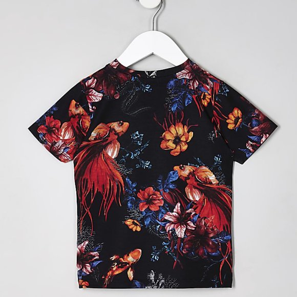 River Island Boys Multicolor Floral Short Sleeve T-shirt - Picture 2 of 3